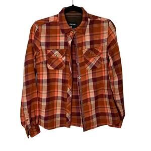 Marmot Brigette Women's Button-Down Midweight Orange Flannel Shirt Size S